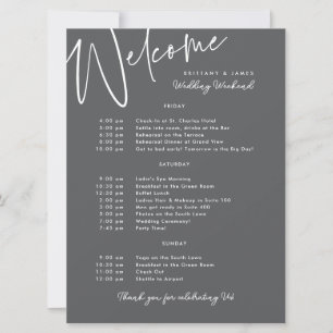 Carte de bienvenue au mariage de la fin de semaine