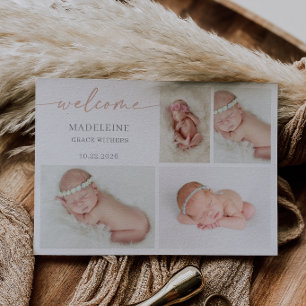 Carte de bienvenue bébé minimaliste pastel en coll