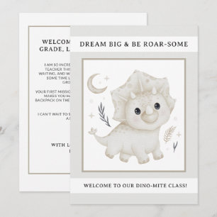 Carte de bienvenue Boho Dinosaure pour la rentrée