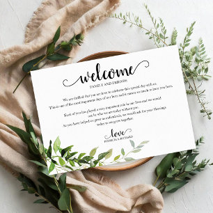 Carte de bienvenue de l'hôtel de mariage au eucaly