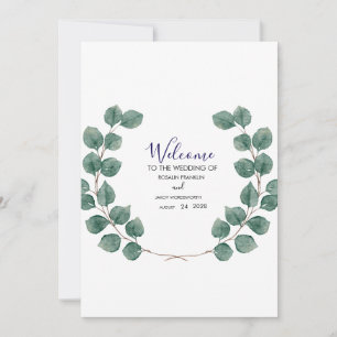 Carte de bienvenue de mariage Elegant Greenery pou