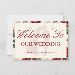 Carte de bienvenue de mariage élégante avec fleurs