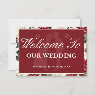 Carte de bienvenue de mariage florale en ivoire de