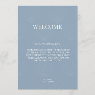 Carte de bienvenue de mariage minimaliste coquilla