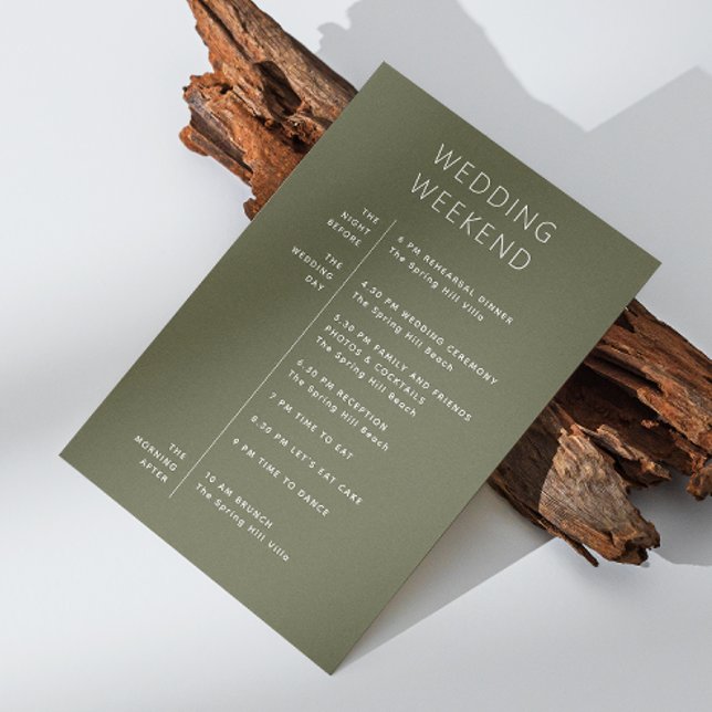 Carte de bienvenue de mariage vert olive foncé. Ca (Créateur téléchargé)