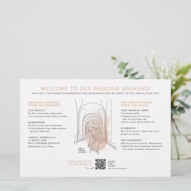 Carte de bienvenue du jour de mariage - pour JUIN (Debout devant)