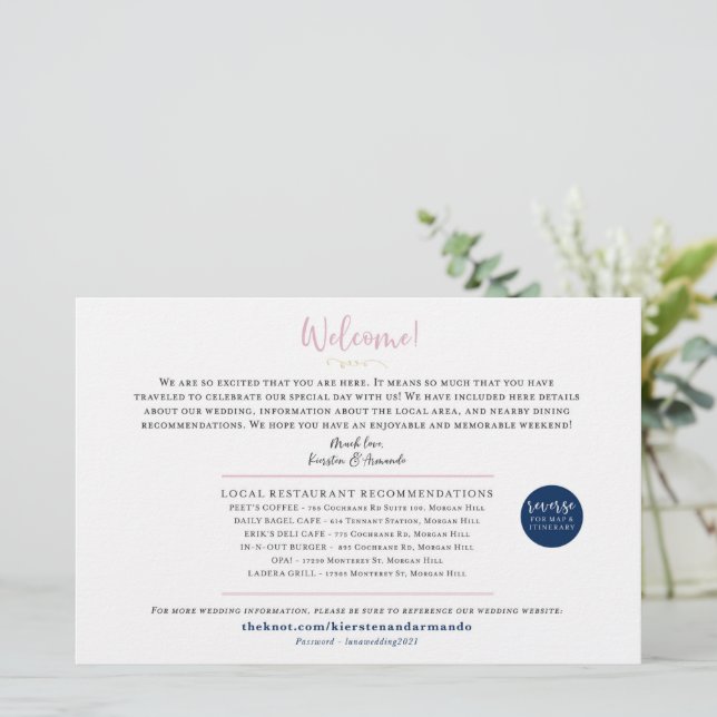 Carte de bienvenue du week-end mariage - pour Kier (Debout devant)