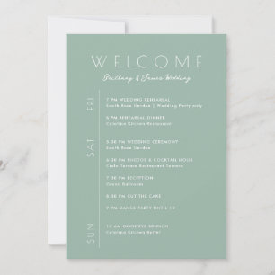 Carte de bienvenue minimaliste du week-end mariage
