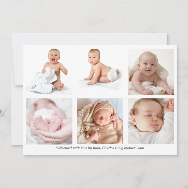 Carte de bienvenue pour bébé avec collage de photo (Devant)