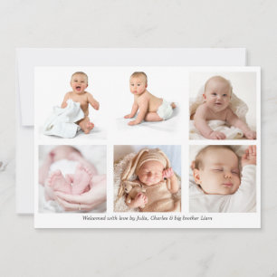 Carte de bienvenue pour bébé avec collage de photo