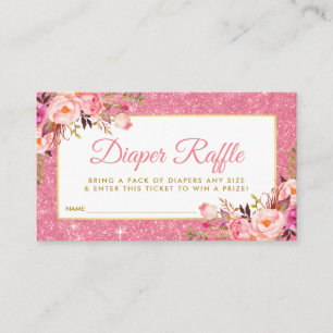 Carte de billet baby shower Pink Gold Diaper