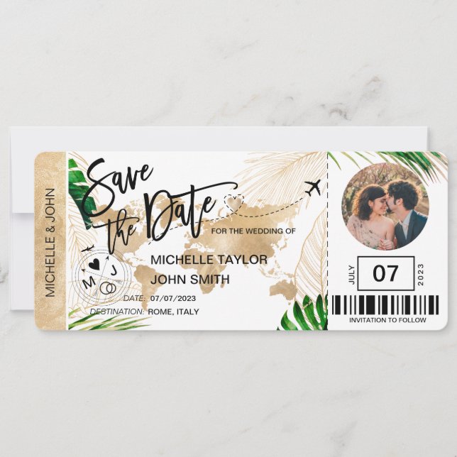 Carte de billet d'avion avec date de réservation M (Devant)