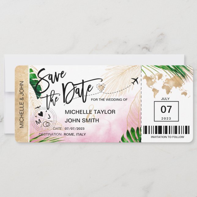Carte de Billet d'Avion Monde Carte Invitation Pla (Devant)