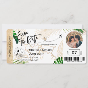 Carte de Billet d'Avion Monde Plage Photo Enregist