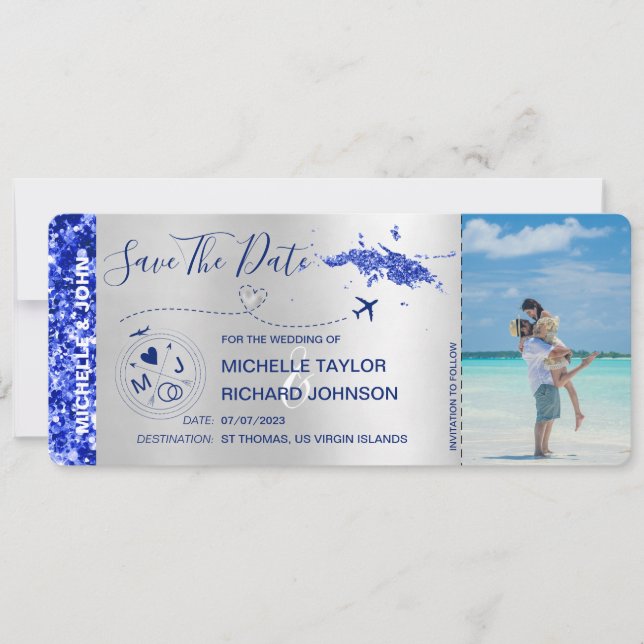 Carte de Billet d'Avion Save the Date avec Photo S (Devant)