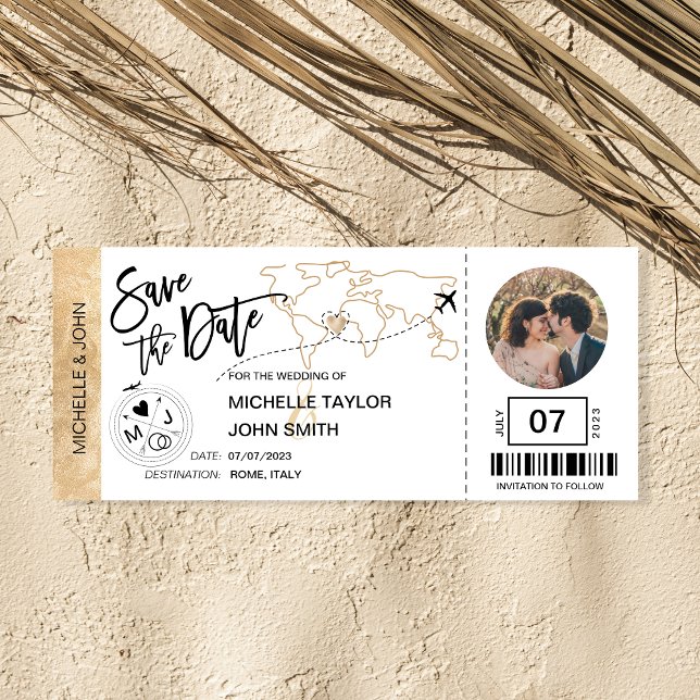 Carte de billet d'avion simple avec carte du monde (Créateur téléchargé)
