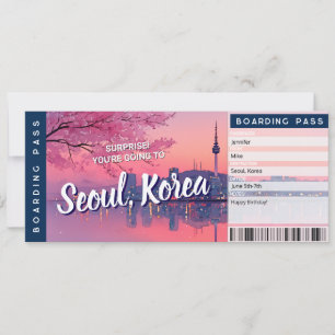 Carte de billet de boarding surprise pour un voyag