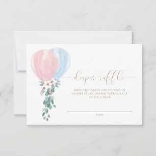 Carte de billet de la couche de ballons bleu rose