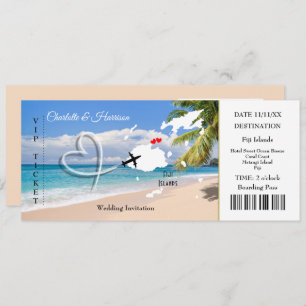 Carte de billet de mariage de destination Fidji