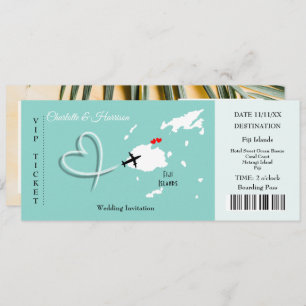 Carte de billet de mariage de destination Fidji