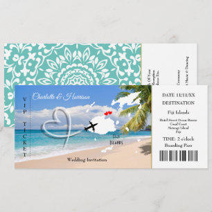 Carte de billet de mariage de destination Fidji