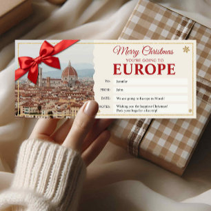 Carte de billet de voyage de Noël pour la révélati