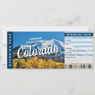 Carte de Billet de Voyage Surprise Colorado