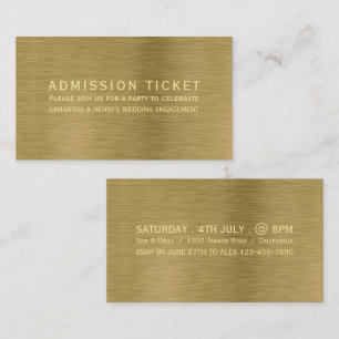 Carte de billet d'entrée Faux Gold Metal Texture