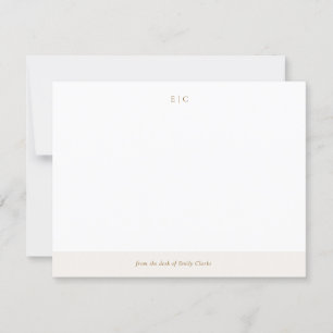 Carte de billet en ivoire beige monogramme moderne