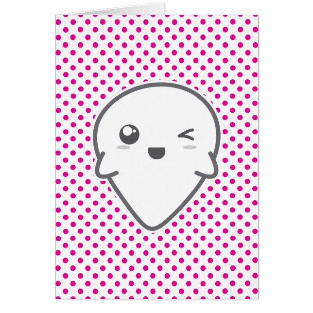 Carte de billet pour fantômes Kawaii Winking (Devant)