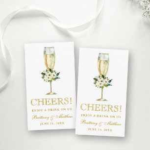 Carte de billet Watercolor White Floral Mariage Dr