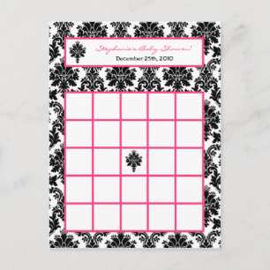 Carte de Bingo à chaud rose noir Damas