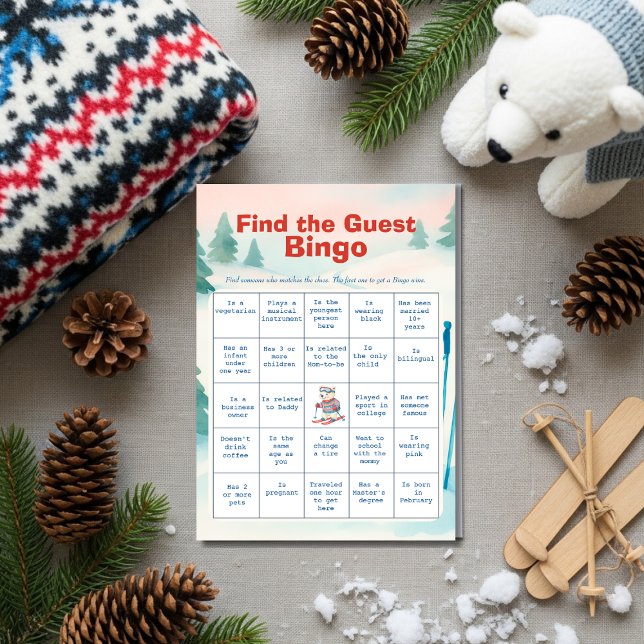 Carte de Bingo Après Bébé Trouvez l'Invité (Après Bébé Find The Guest Bingo Card)