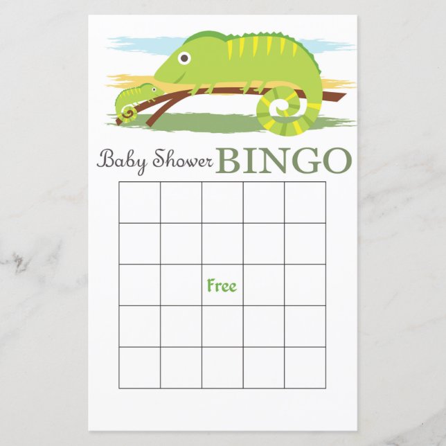 Carte de bingo baby shower Chameleon (Devant)