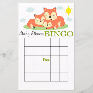 Carte de bingo baby shower de renard dormant