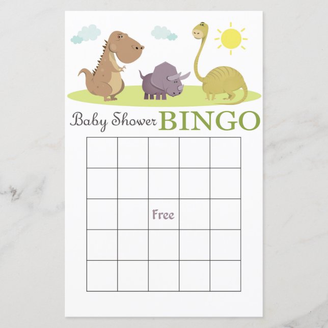 Carte de bingo baby shower Dinosaur (Devant)