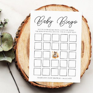 Carte de Bingo Baby Shower Loup Mignon de la Forêt