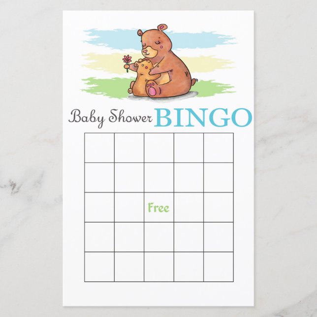 Carte de bingo baby shower ours (Devant)