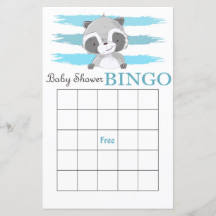 Carte de bingo baby shower Raccoon