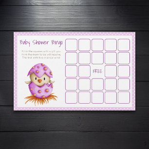 Carte de bingo Baby shower rose d'éclosion de poul
