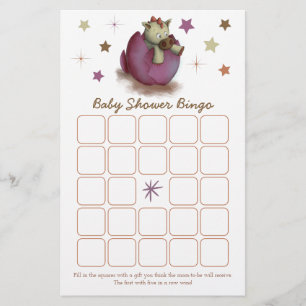 Carte de bingo Baby shower rose Dinosaur Hatching