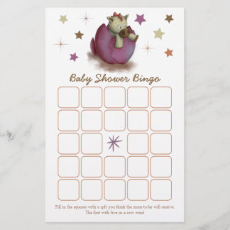 Carte de bingo Baby shower rose Dinosaur Hatching