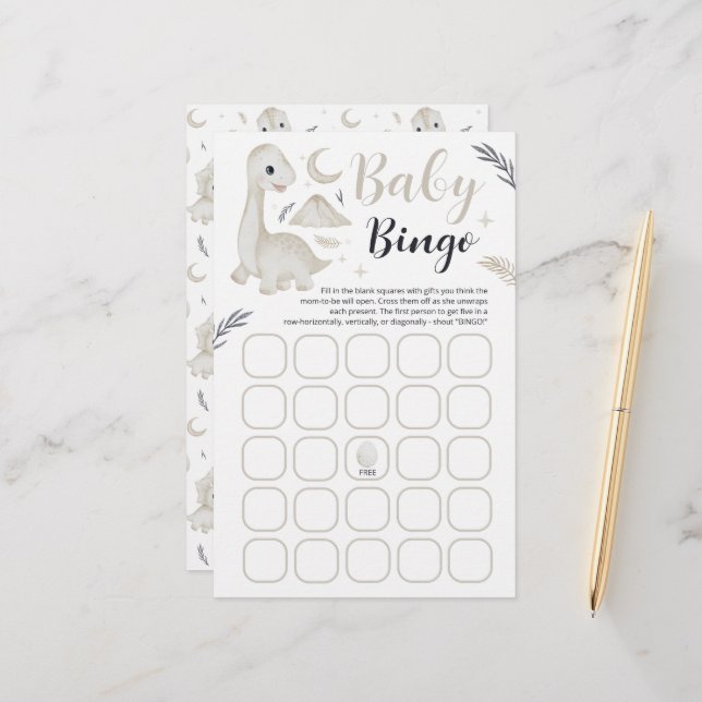 Carte de Bingo Bébé pour Jeu de Baby Shower sur le (Devant/Arrière en situation)