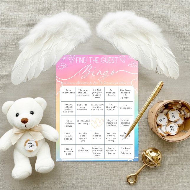 Carte de Bingo Céleste Trouver l'Invité (Heavenly Rainbow Find The Guest Bingo Card)