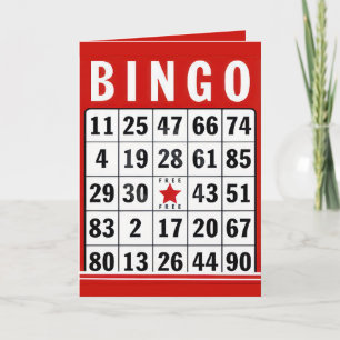 Carte de bingo d'anniversaire rouge et blanc