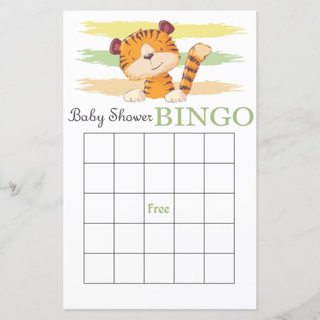 Carte de bingo de baby shower de tigre (Devant)