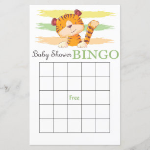 Carte de bingo de baby shower de tigre