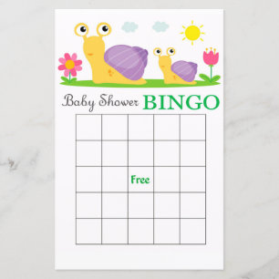 Carte de bingo de baby shower d'escargot