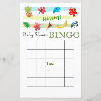 Carte de bingo de baby shower hawaïen