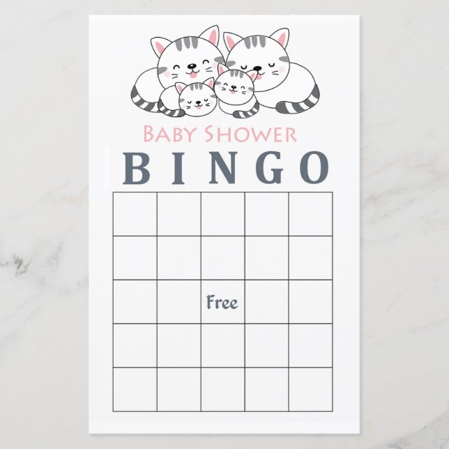 Carte de bingo de baby shower Kitty Cat (Devant)